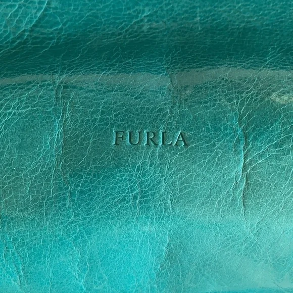 Furla handbag purse leather teal rectangle